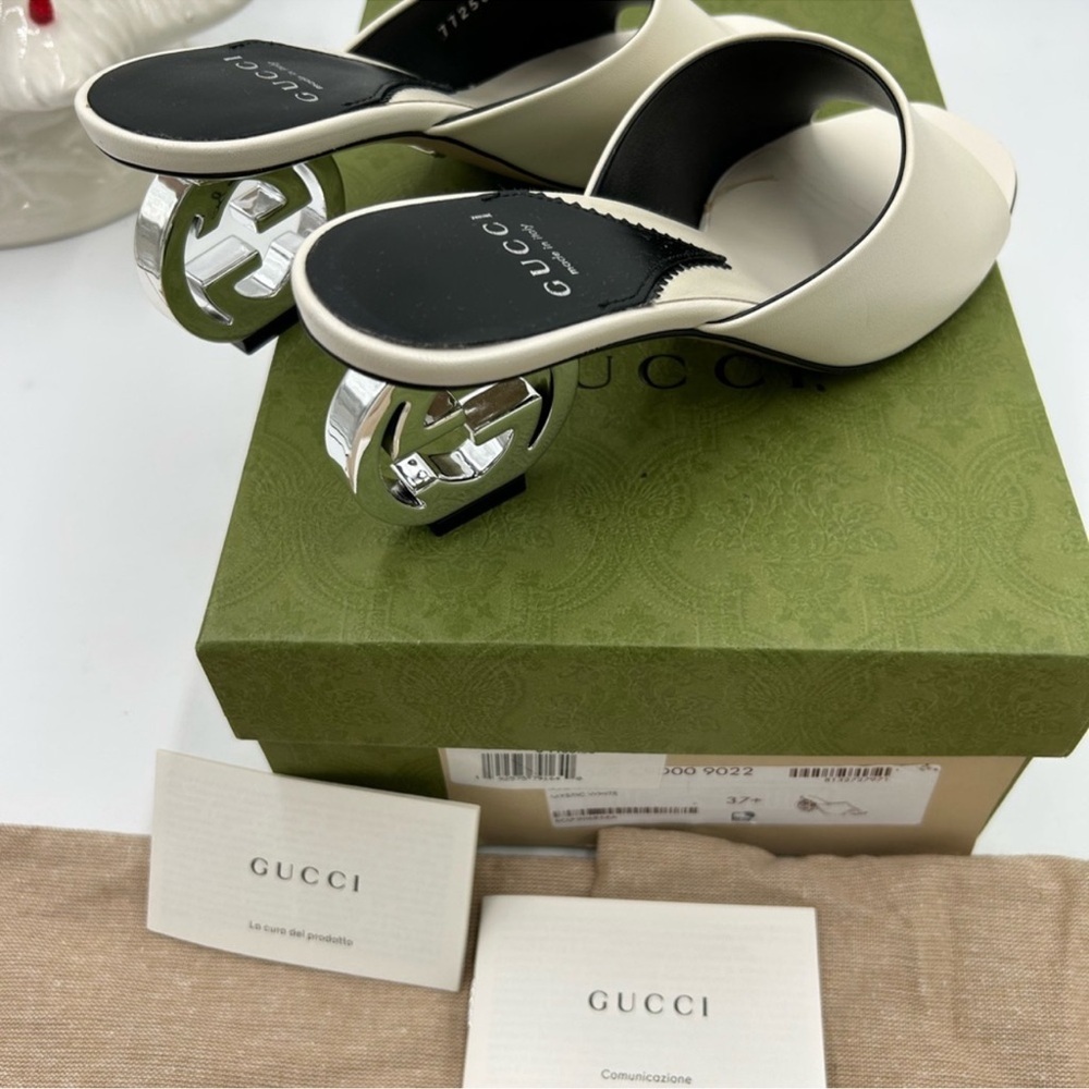 Women’s Gucci interlocking G leather sandal size 37.5 made in Italy - Picture 6 of 10